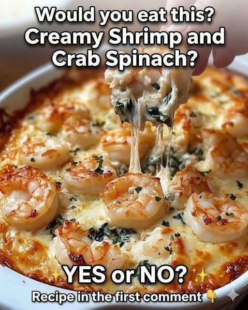 Rich and Creamy Shrimp and Crab Spinach Dip with Garlic and Parmesan