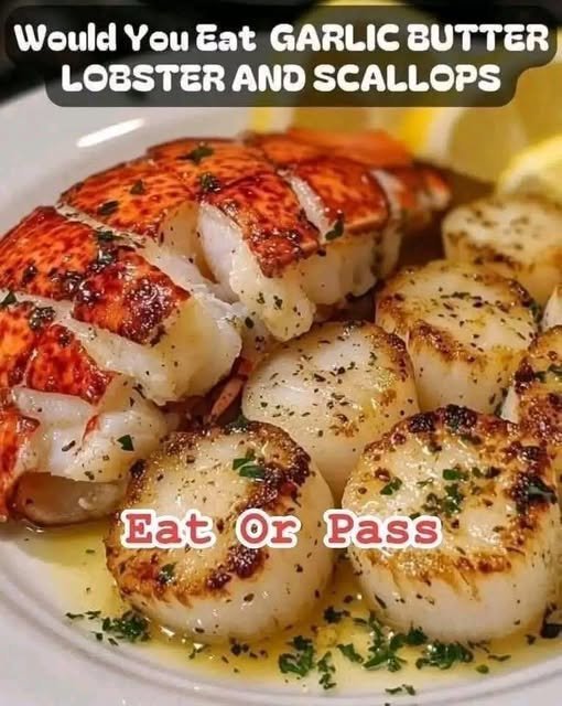 Butter-Poached Lobster Tail with Seared Scallops