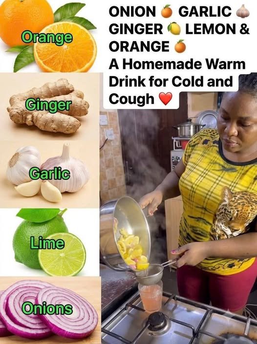 Onion, Garlic, Ginger, Lemon, and Orange: A Homemade Warm Drink for Cold and Cough Season